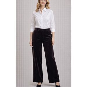 St. John Collection brown velvet wide leg trouser pant 4